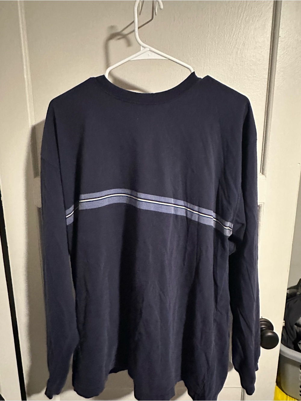 High Sierra Navy Long Sleeve Crew with Light Blue Stripe